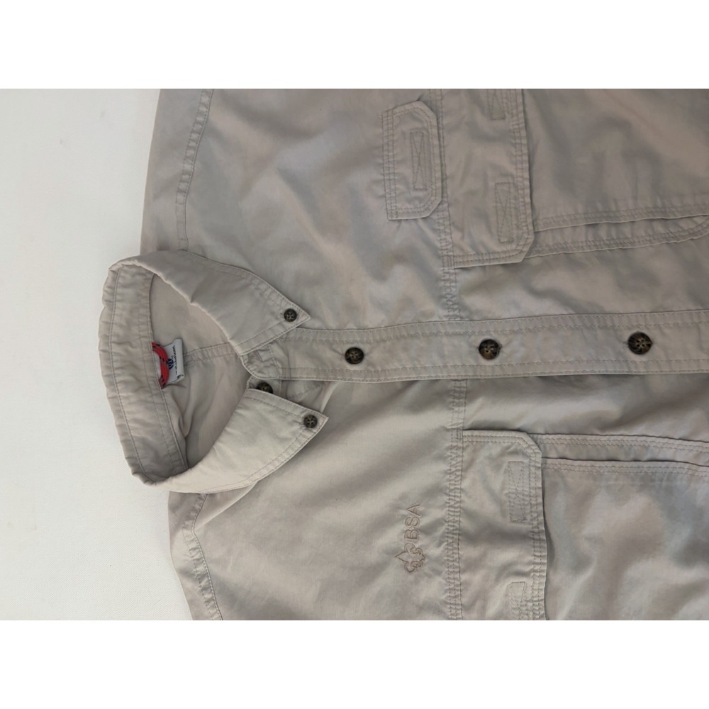 VF Solutions BSA Men's Casual Button-Down Shirt Tan Medium Fishing Short Sleeve